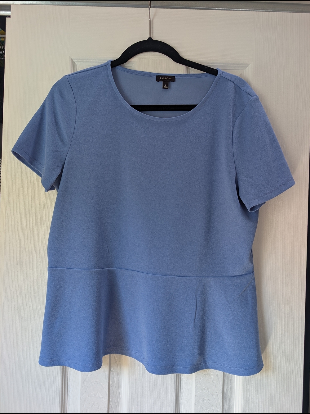 Talbots Light Blue Peplum Short Sleeve Top
